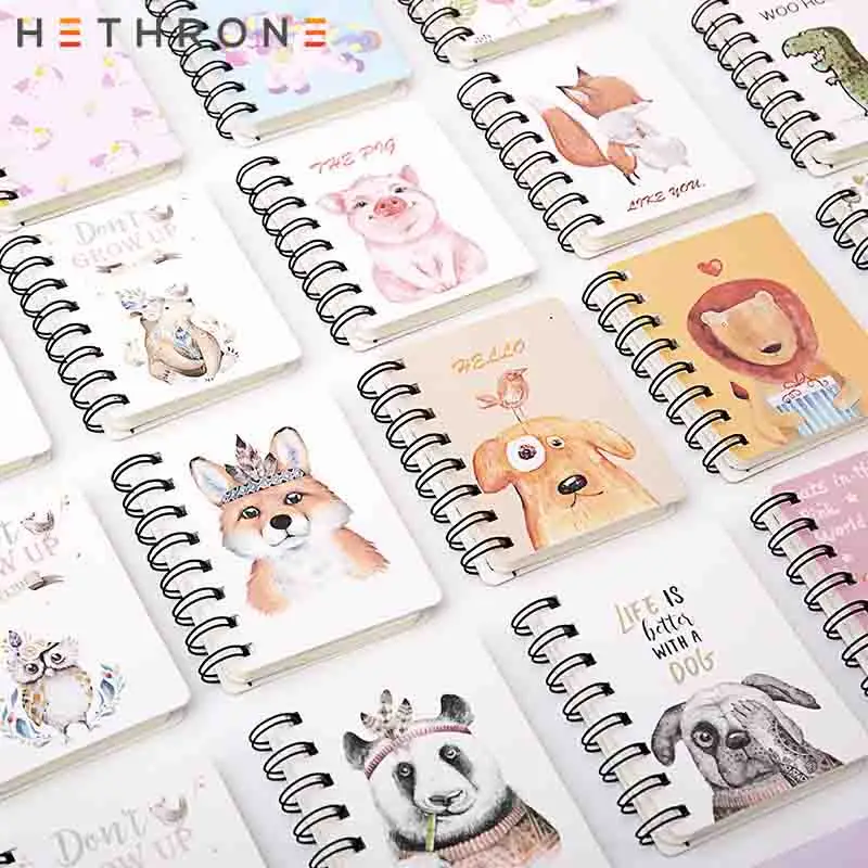 

Hethrone Kawaii animal Loose Leaf Notebook Spiral Rollover coil Portable Handy notebook For School Office Pocket notepad