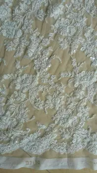 

Luxury Embroidery Ivory Wedding Beaded Lace Fabric