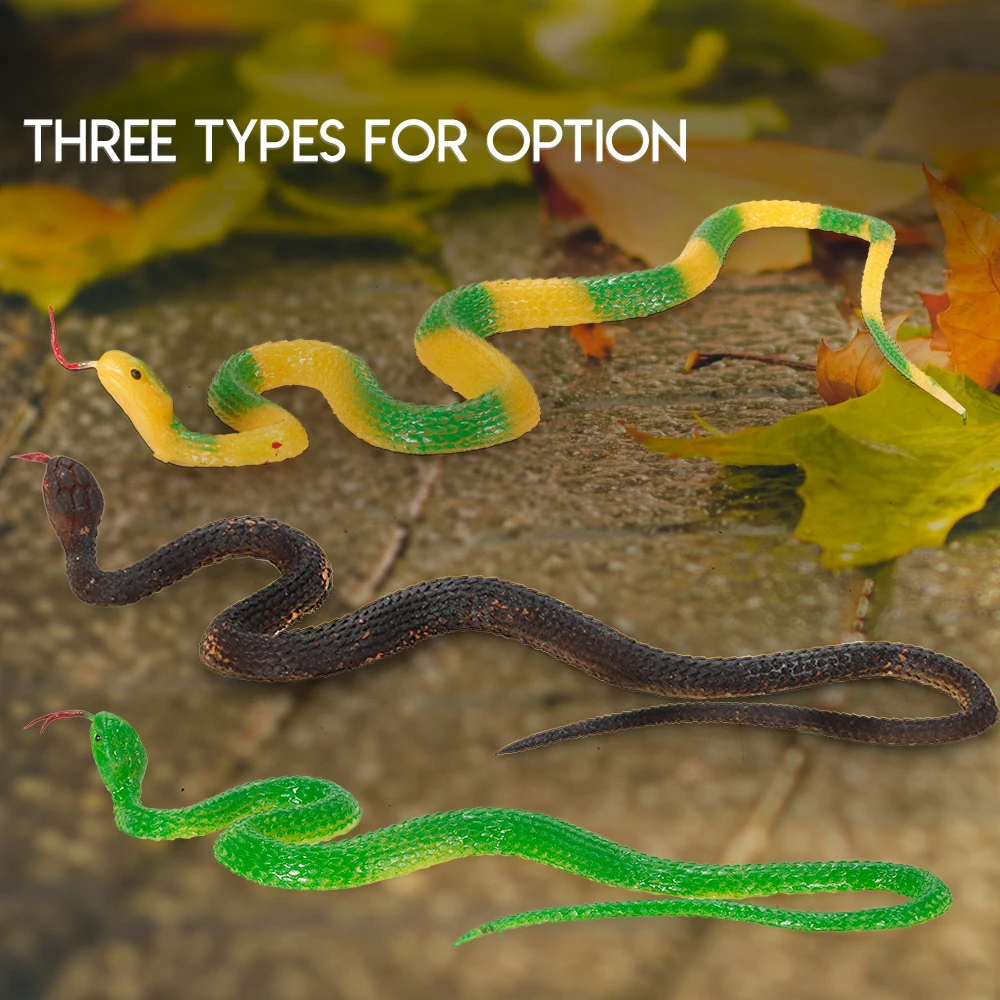 

1 Piece 35CM Simulation Black Rubber Snakes April Fools' Day Halloween Tricky Funny Toy Fake Snake Garden Props