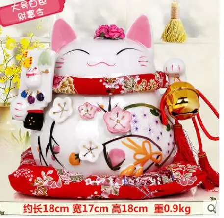 

A Authentic ceramic Lucky Cat piggy bank Japan large ceramic ornaments wedding gift business butterfly ceramic ornaments ceramic