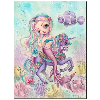 

5D Diy diamond painting Cartoon Mermaid girl cross stitch diamond embroidery unicorn rhinestone painting by number mosaicZP-2193