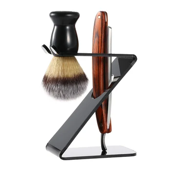 

3 in 1 Men's Barber Shaving Tools Kit Barber Folding Straight Razor + Shaving Brush + Brush Stand Men Beard Cleaning Tool