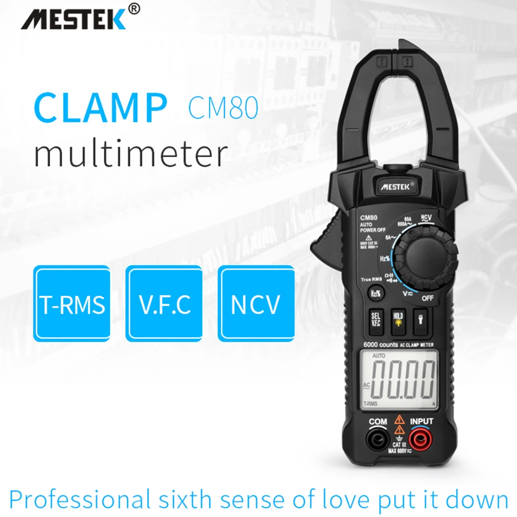 MESTEK True RMS Digital Clamp Meter AC/DC Voltage AC Current Frequency Capacitance Multimeter NCV Test Megohmmeter