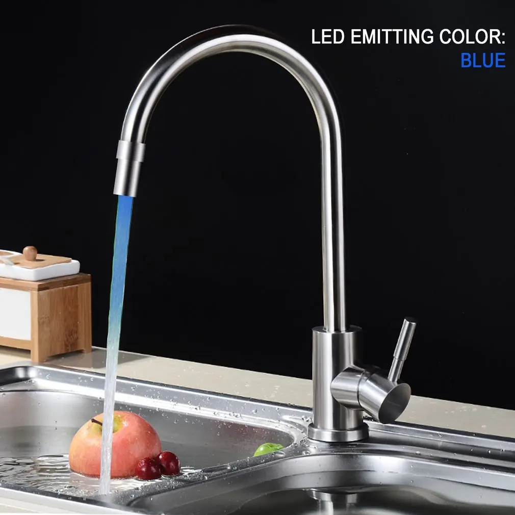 7 Colors LED Water Faucet Stream Light Changing Glow Shower Tap Head Pressure Temperature Sensor Bathroom no converter | Бытовая