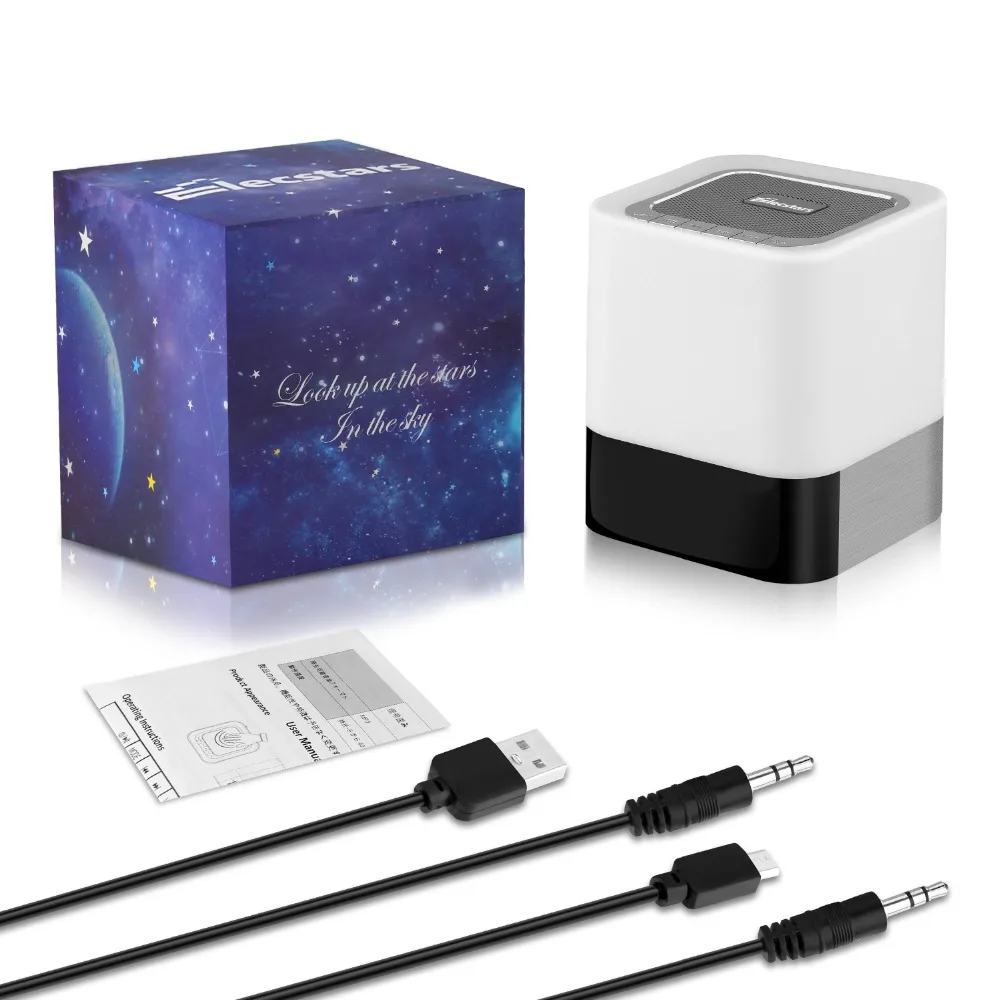 Elecstars Bluetooth динамик Ночной светильник прикроватная Настольная лампа с таймером