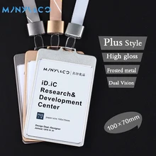

Frosted Metal Card Holder Both Clear Vision Office 100x70mm ID Card Badge Holder With J Hook Polyester Lanyard,LOGO Customize