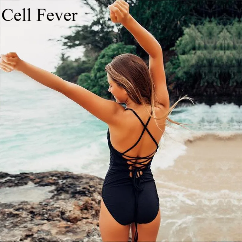 One Piece Swimsuit 2019 Sexy Swimwear Women Bathing Suit Swim Lady Backless Summer Beach Wear Solid Bandage Monokini Swimsuits | Спорт и