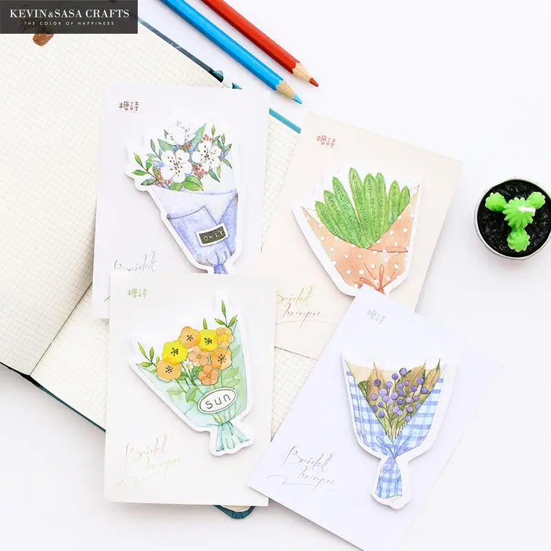 

4Pcs/Set Flower Stickers Printing Scrapbooking Diy Stationery Items Sticky Notes Office And School Supplies Quality School Tools