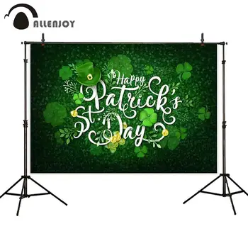 

Allenjoy photography backdrop Happy St. Patrick's Day green shamrock background photo studio prop photocall photophone decor