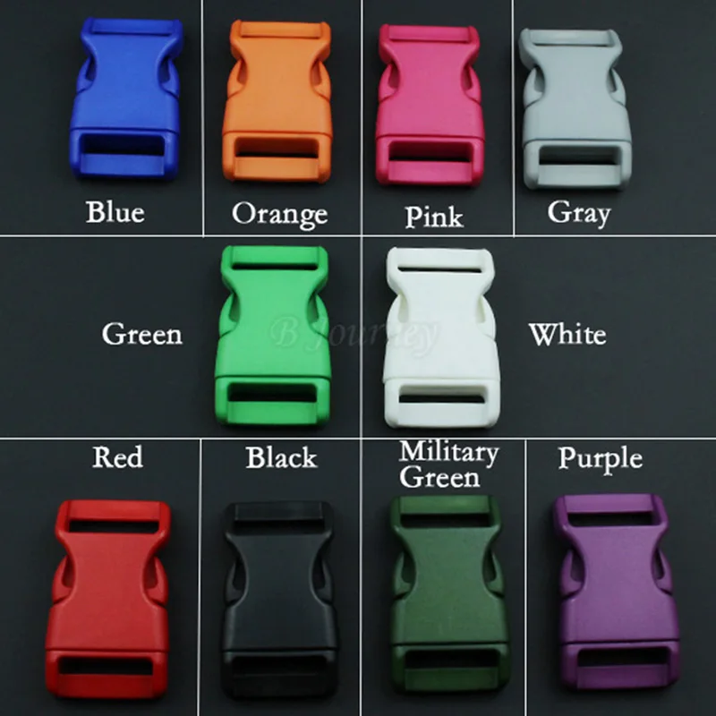 

10pcs/lot 15mm 20mm 25mm Plastic Color Contoured Side Release Buckles For Paracord shoes Bags DIY Accessorie