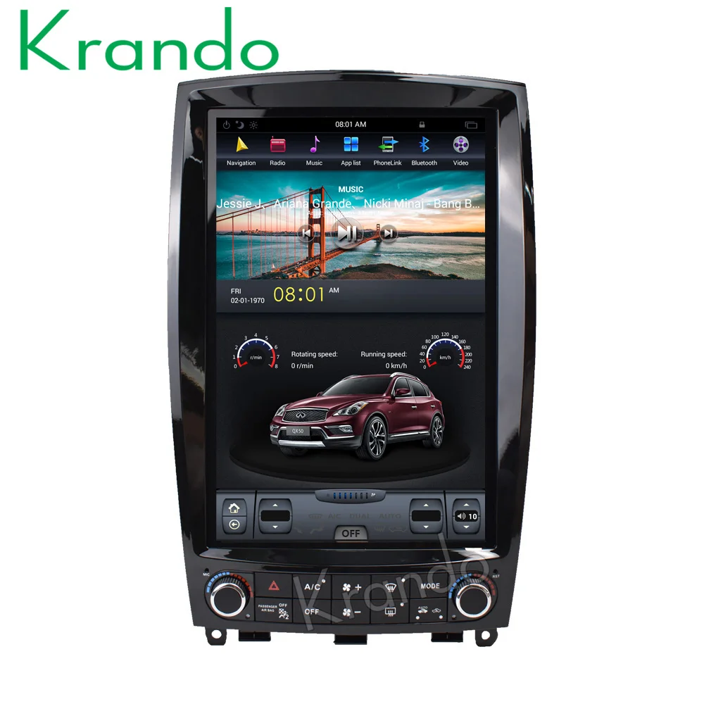 

Krando Android 6.0 12.1" Tesla Vertical screen car audio radio gps navigation for Infiniti QX50 EX25 EX35 multimedia system