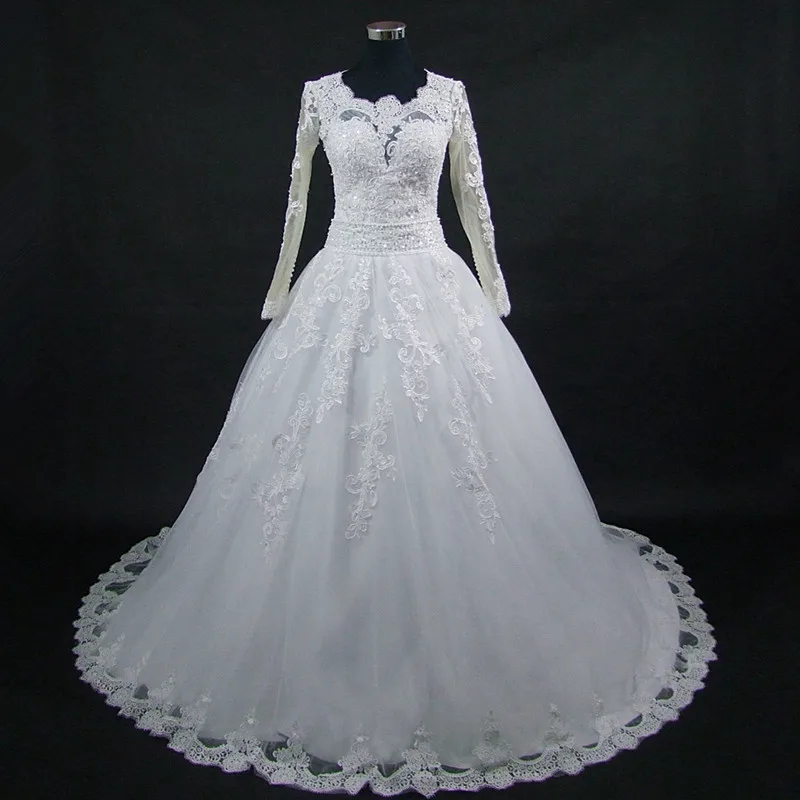 Beading Appliques Lace Pearls Amazing Back Train Wedding Dress