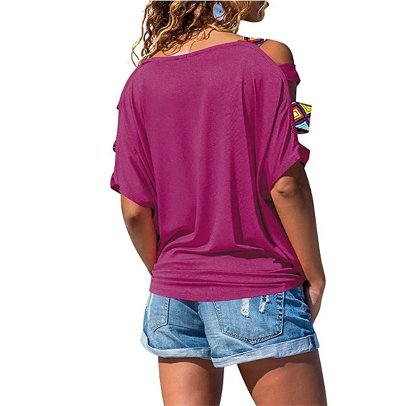 BBYES Hot Summer Female Casual Sleeve Loose Type T-Shirt Tops Women Short Sleeve Strapless Off Shoulder Blouse Plus Size S-2XL