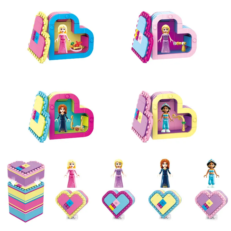 

Legoing Blocks Friends Princess Figures with Heat Box Block Cinderella Building Blocks Toys For Children Assemble Friends Gifts