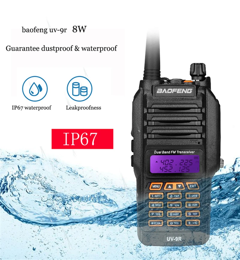 Baofeng UV-9R IP67 8 Вт Long Range Walkie Talkie 10 км любительского радио Dual Band UV9R Портативный CB коммуникатор радио Водонепроницаемая рация