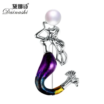 

Dainashi specially tailored mermaid high quality natural real fresh water pearl brooch set fine jewelry for women