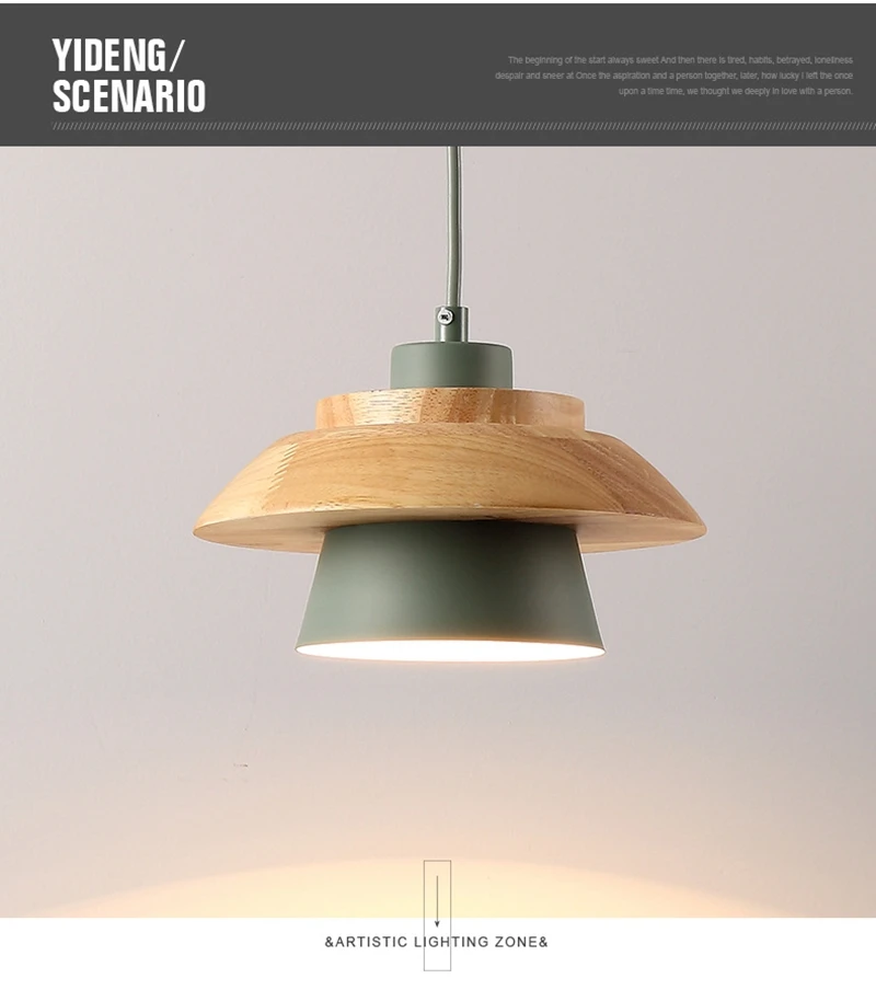 Modern Bedroom Pendant Light Home Indoor Lighting Decoration Hotel Room Pendant Lamp Aluminum Wood E27 Lamp Holder (8)