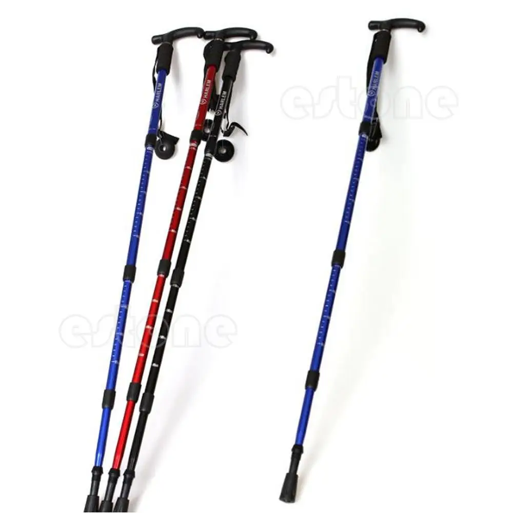 Caña de Anti-Shock senderismo bastón de senderismo muletas ajustable útil Trekking pole-W128