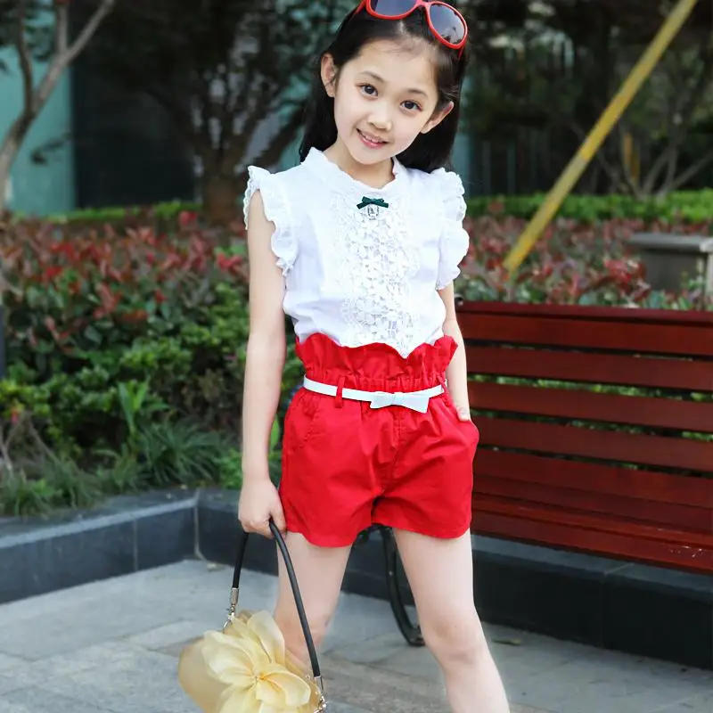 Summer style little girls casual suit 2015 new kids two piece short