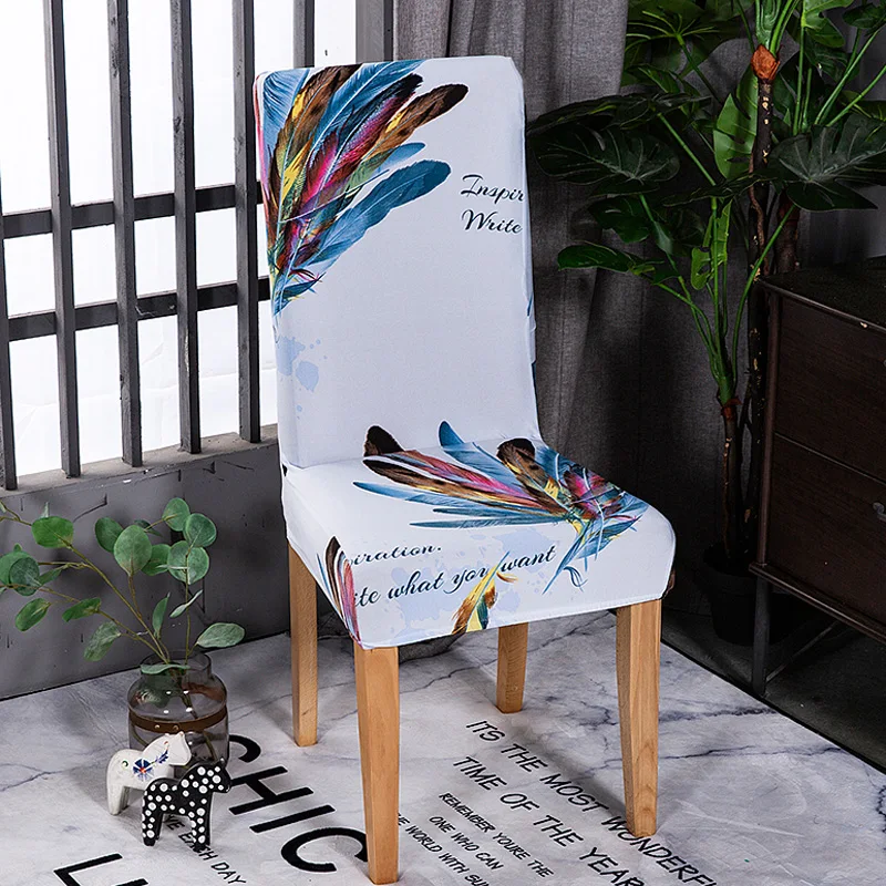 

Feather fashion pattern Chair Cover Pattern Stretch elastic seat chair covers slipcovers Restaurant banquet hotel home decoratio