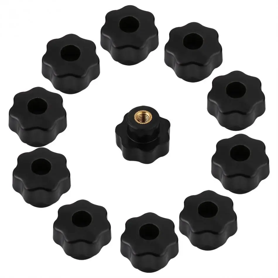 

10pcs/set Knob Handles Tools M6*25 Universal Black Color Plastic Round Shape for Machine Tool