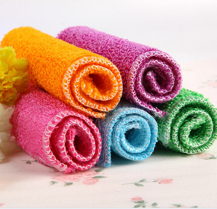 1 шт., шесть цветов, высокоэффективное антижировое полотенце для мытья посуды из бамбукового волокна, волшебное кухонное чистящее полотенце
