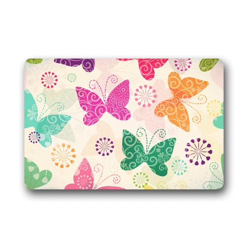 Original Design Art Cute Butterfly and Flowers Stylish Photo Printed Machine-washable Doormat Mat 23.6&quot(L) x 15.7&quot(W) | Дом и сад