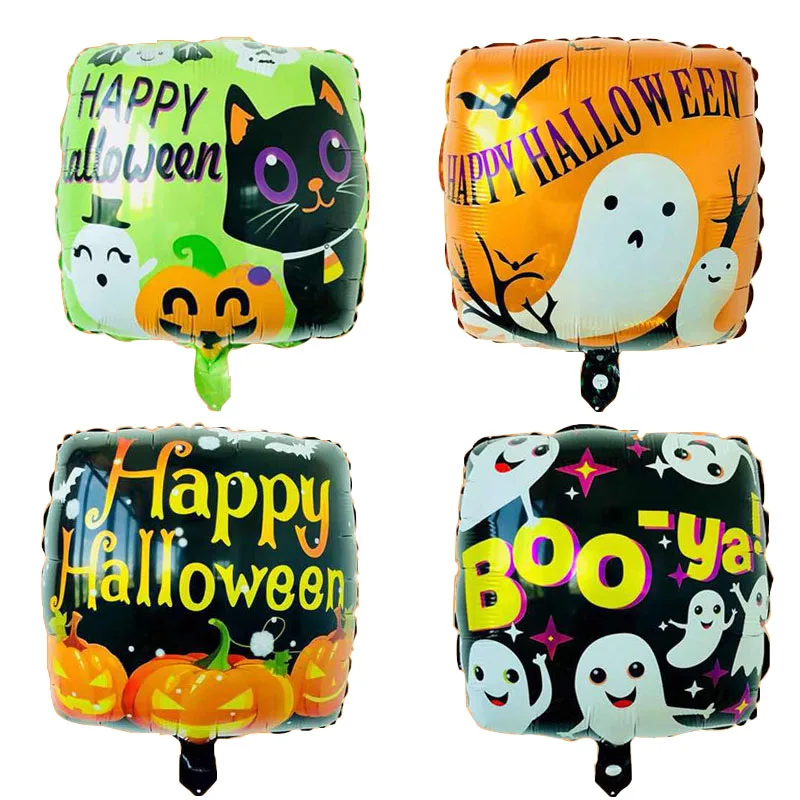 Halloween Square Foil Balloons Happy Decorations Cat Ghost Globos bat Baloon Inflatable Classic Toys Party Supplies | Дом и сад