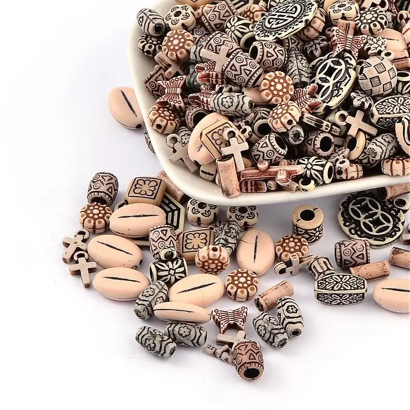 

pandahall 500g Mixed Antique Style Acrylic Beads for DIY Jewelry Necklace Bracelet Making Mixed Color Mixed Size