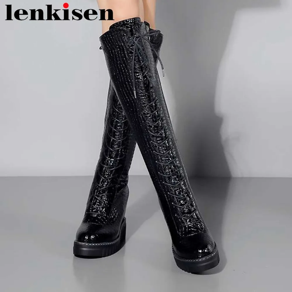 calf high biker boots