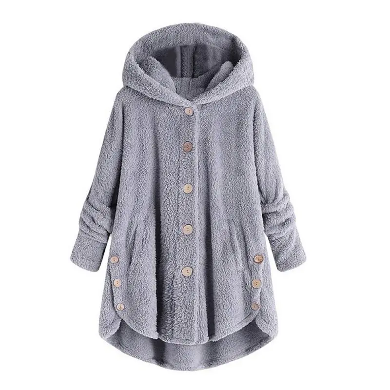 

2019 Women Winter Thickened Warm Faux Fur Coat Fashion Solid Loose Cardigan Female Jacket Outwear Button Hoodie Coat