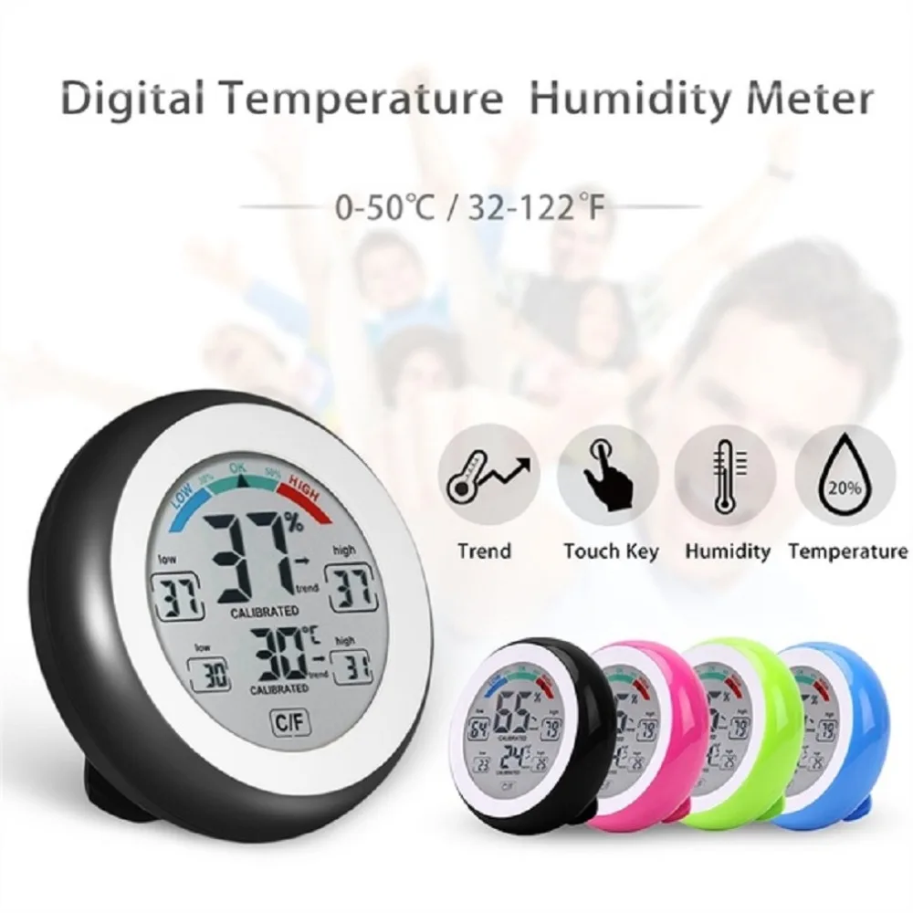 4 цвета CD сенсорный экран цифровой температуры влажности в режиме реального времени монитор электронный термометр гигрометр висячий тип
