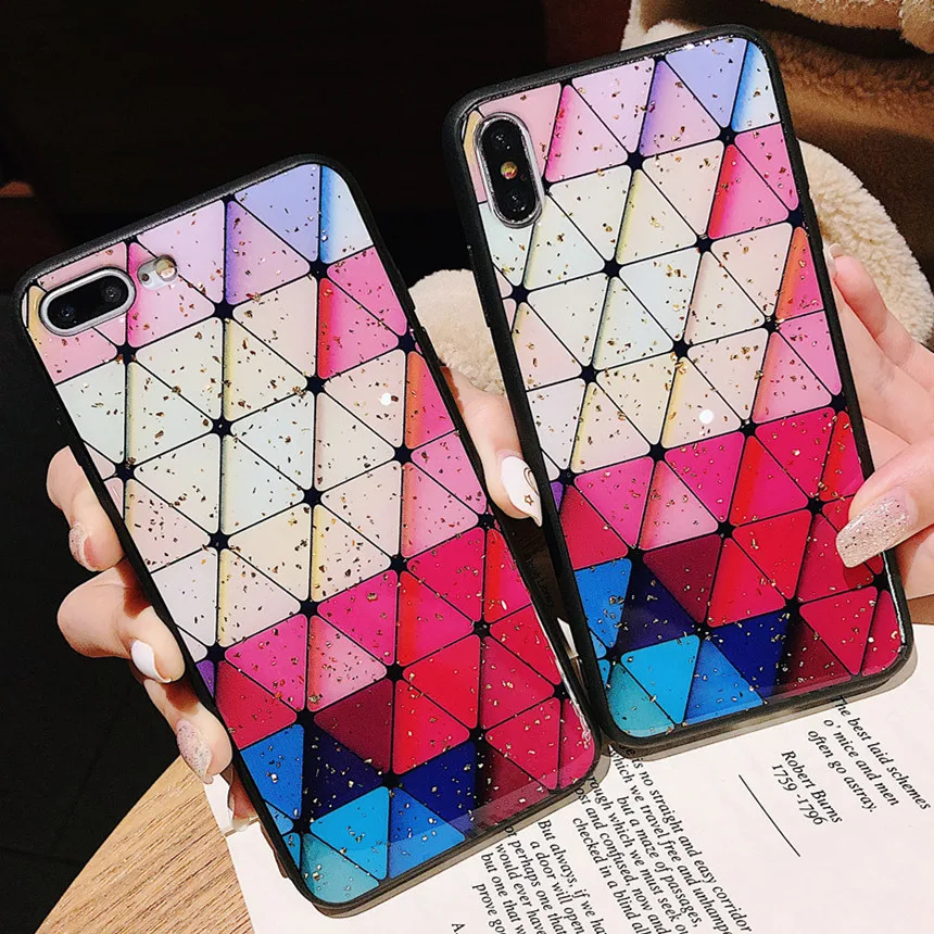 Роскошный золотой фольги треугольник мягкий чехол для huawei Honor 8X max 7A 7C 10 P30 lite Pro Nova 5