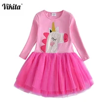 VIKITA г., Брендовое платье для девочек, vestidos платье принцессы с рисунком животных Одежда для маленьких девочек с единорогом Детские платья для девочек, LH4559