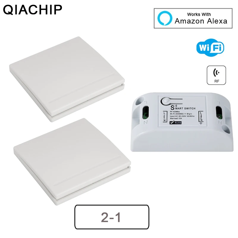 

QIACHIP Wifi Wireless Wall Light Switch Smart Home 433Mhz RF Remote Control Receiver Led Lamp Switch Work With Amazon Alexa DIY