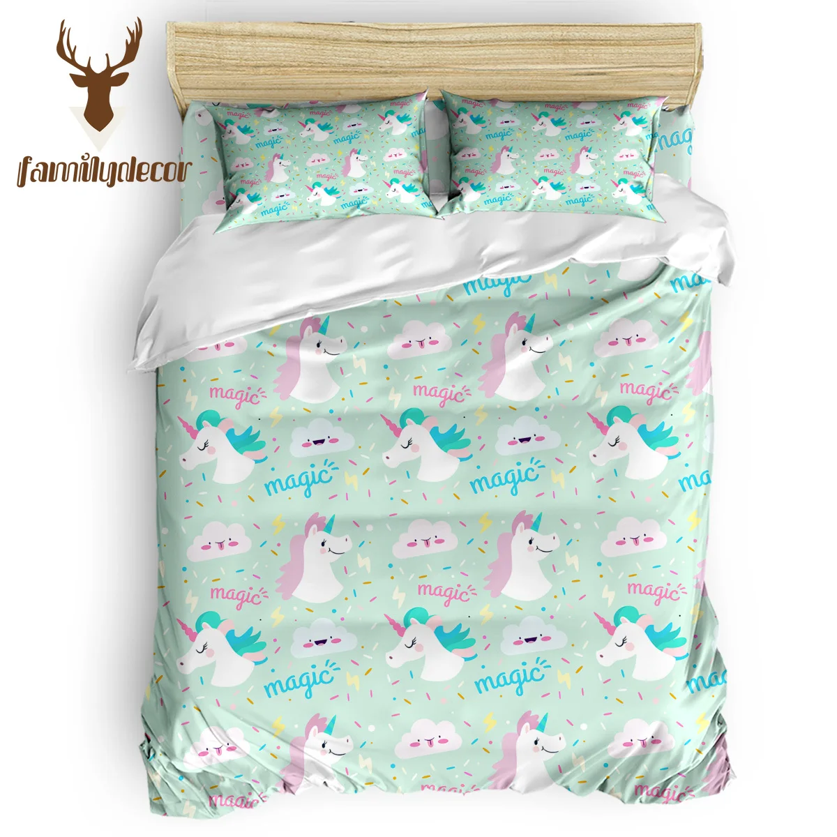 

Familydecor Magic Children Unicorn Quilt Cover Bedding Microfiber Womens Daybed Girls Black Sleep Adult Fall King Warm Boys