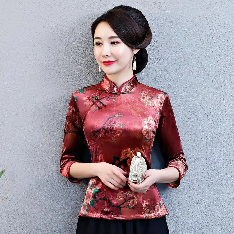 Летняя рубашка в винтажном китайском стиле, женская блуза с воротником-стойкой, женское платье-чонсам, короткое платье Qipao, большие размеры, S-4XL - Цвет: style 3