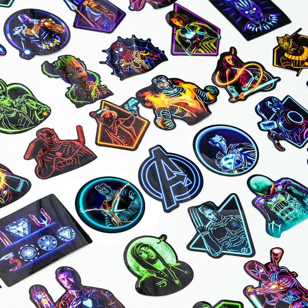 60 pcs Marvel Avengers Stickers for Phone Laptop Car Styles Motorcycle Luggage Notebook Cool Super Hero Sticker Bomb set Decals