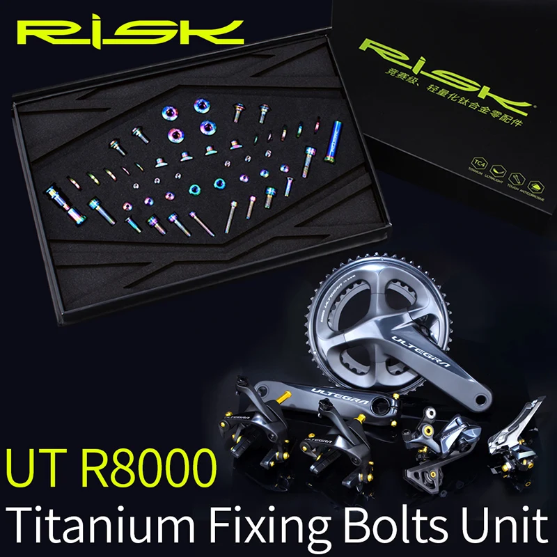 

49Pcs Risk R8000 Titanium Alloy Bike Bolts Unit-SL 3 Colors Bicycle C Brake Front Rear Derailleur Adjust Screws for Road Bike