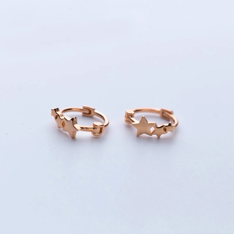 

MloveAcc 100% 925 Real Sterling Silver Star Hoop Earrings for Women Girl Teen Piercing Earing Jewelry