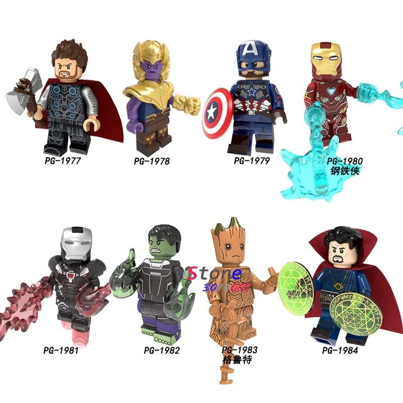 

50pcs Marvel Avengers Endgame Thanos Thor Iron Man Hulk Captain America War Machine Doctor Strange Figure building block Kid Toy