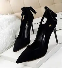 Fashion Women’s Shoes Pointed Toe Big Bowknot Thin Heels High Heels Sandals Shoe Female Wedding Shoes Plus Size Red gray Black