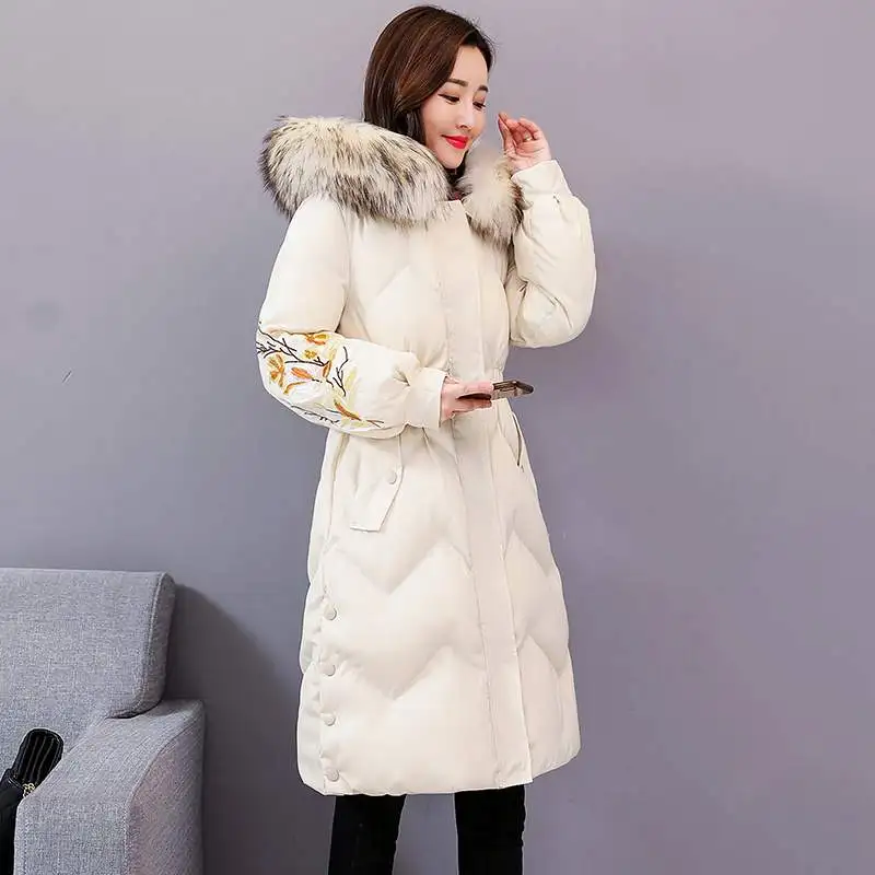 2019 Blue Femmes Manteau Capuche Mode Haute Qualité Parkas Le Chaud De Veste Survêtement Épais Bas Vers Black white Fourrure Nouvelles Mince Ly350 smoky Col Hiver À r4Fwxqrp