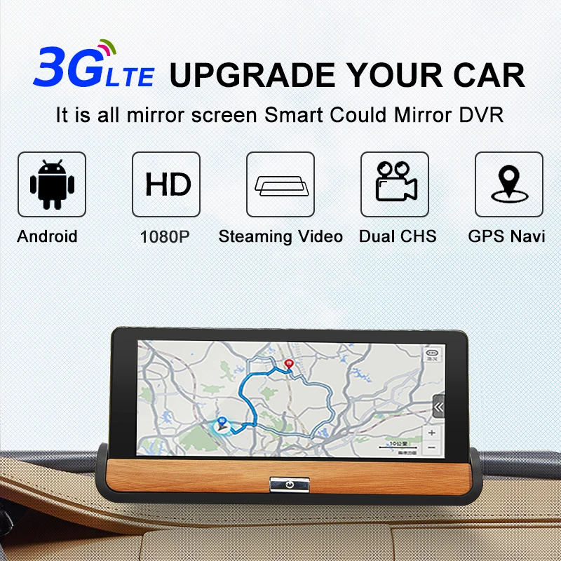 Bluavido 6,8" 3g Автомобильный видеорегистратор Android gps навигатор карта Full HD 1080P видео рекордер камера Bluetooth wifi automovi Регистратор