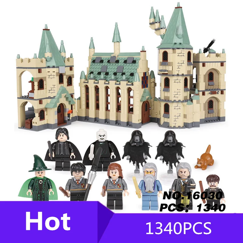 

Large size 1340pcs The Hogwarts castle Set Building Blocks Bricks King Palace model kids child gift with legoed Educational Toy