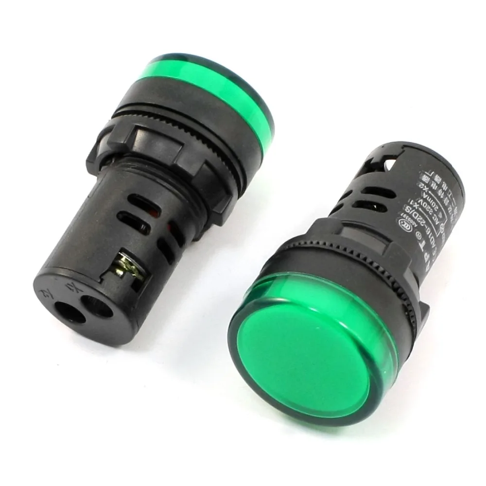 Buy 2Pcs AC220V Green LED Power Indicator Pilot Signal