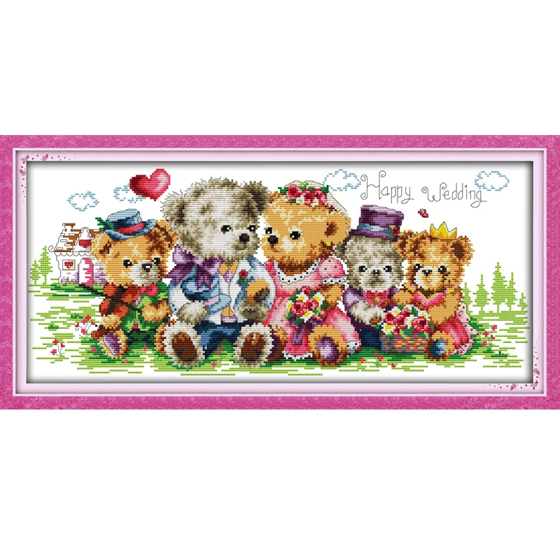 

Joy Sunday Bear Family Painting Craft Cross Stich Needlepoint Pattern Embroidery Design for Cross Stiching Needlework Embroidery
