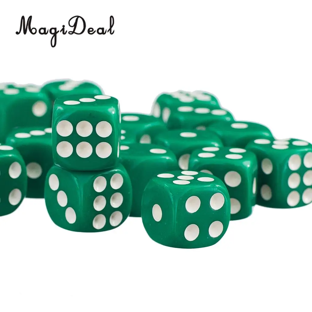 MagiDeal 50x12mm Opaque Acrylic Six Sided Spot Dice D6 for Friends Family Party Club Play D&D RPG TRPG Games Funny Toys 7 Colors