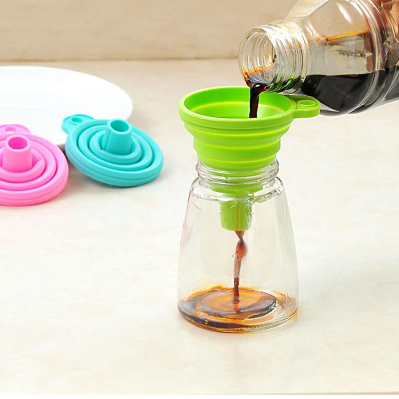 

1pc Mini Foldable Funnel Random Color Silicone Collapsible Style Funnel Folding Portable Funnels Be Hung spcialty Tools FA7