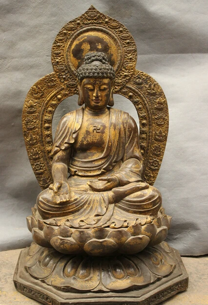 

JP S0606 22" Tibet Bronze Gilt Buddhism Amitabha Shakyamuni Sakyamuni Buddha Statue Set (B0328)